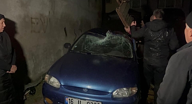 Bursa'da lodos etkili oldu; ağaçlar devrildi, uçan çatı parçası otomobilin üzerine düştü