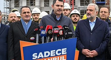 AK Parti Belediye Başkan adayı Murat Kurum, kentsel dönüşüm şantiyesini ziyaret etti